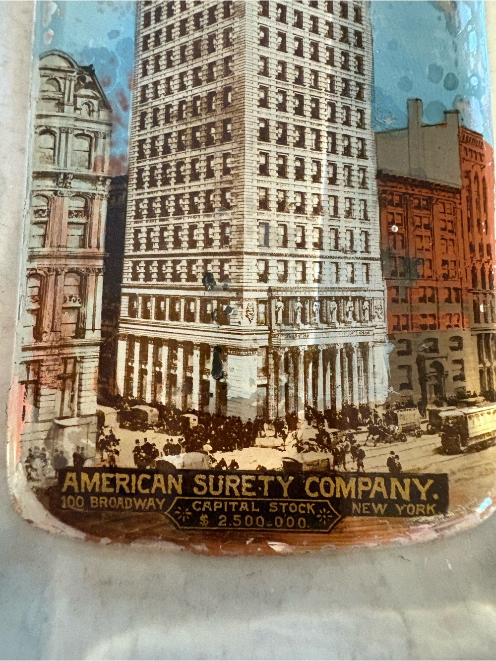 Antique Clear Glass Paperweight/ American Surety Building - Picture 2 of 5